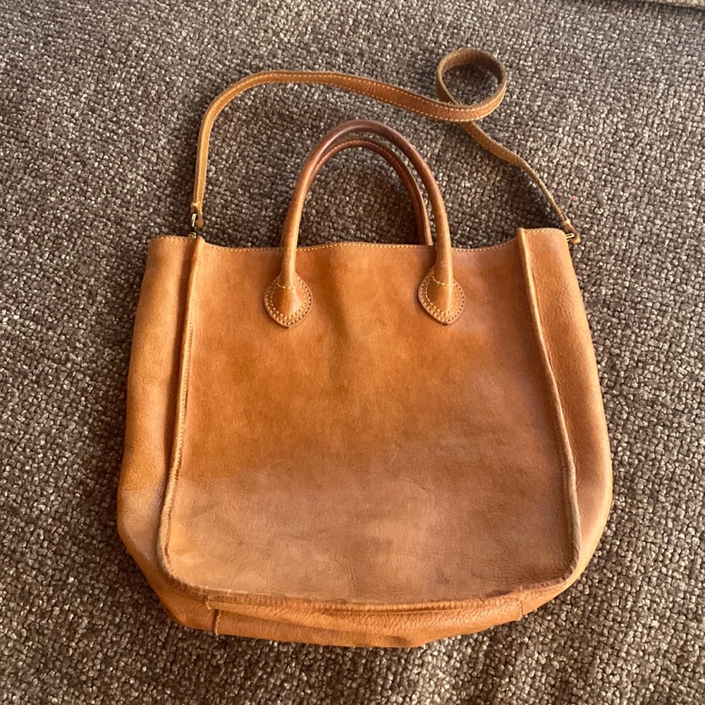 Vintage Madewell Distressed Leather Structured Tote
